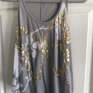 Express Grey Tank with Gold Design